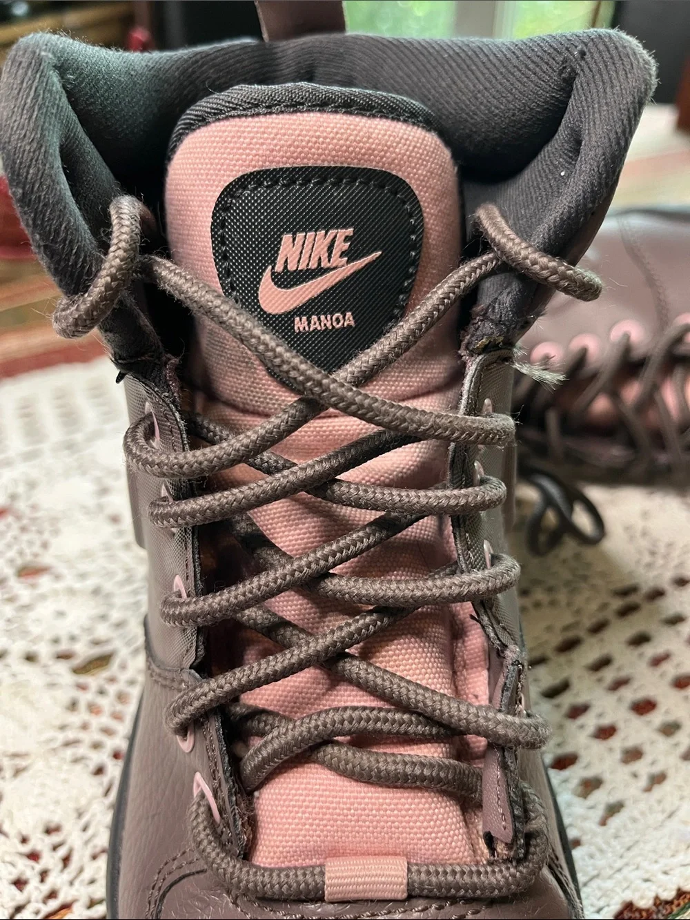 Nike Manoa LTR boot in violet ore and dark smoke grey 3.5 big kid leather